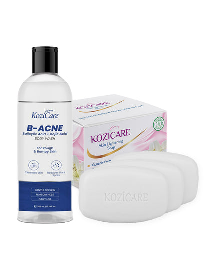 Pack of 3: Kojic Acid & Glutathione Body Wash Gel | Anti-Acne & Tan Removal | 300 Ml Each