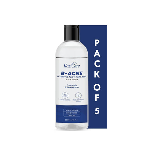 Pack of 5: Kozicare B-Acne Body Wash Gel - Exfoliating, Hydrating | 300ml each | For All Skin Types