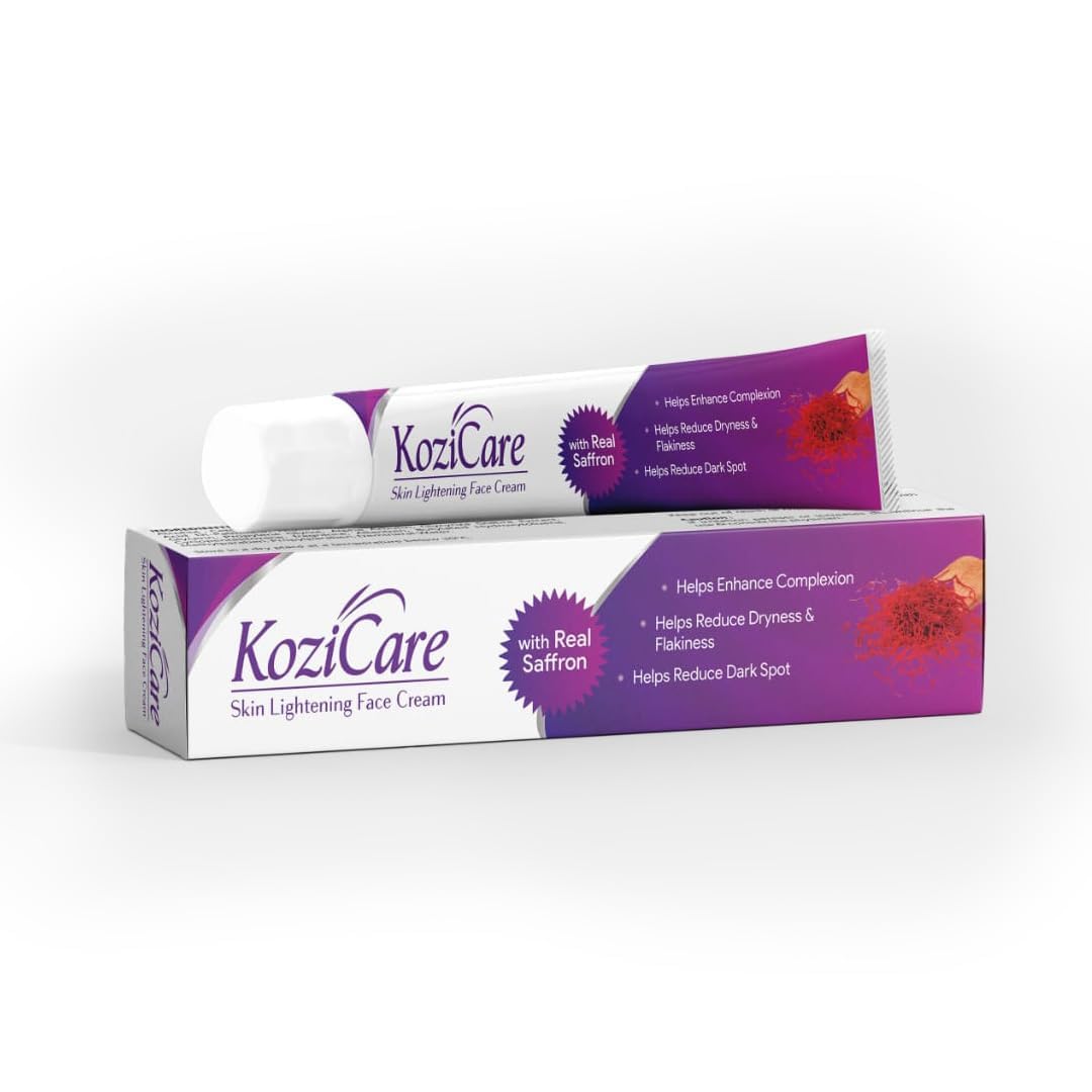 Kozicare Skin Lightening Cream | Saffron Face Cream for Glowing Skin| Kojic Acid Cream & Niacinamide Cream | For Dark Spots & Pigmentation | Non-Greasy & Lightweight | Face Cream for Women & Men - 15g