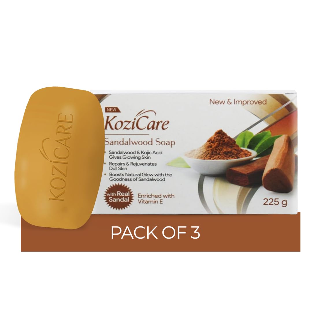 Kozicare Kojic Acid Soap & Glutathione Soap | Sandal Soap | Body Tan Removal Soap & Detan Soap | Sandalwood Ghar Ka Soap | Natural Soap | Soaps for Bath | Bath Soap Combo Offers - Pack of 3