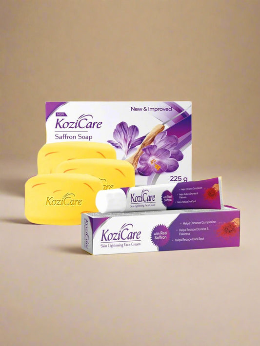 Kozicare 3 Skin Whitening Soap with Saffron & 1 Kojic Acid Cream | Soaps for Bath | Body Tan Removal Soap | Face Moisturizer for Women | Bath Soap Combo Offers | TFM Grade 1 Bathing Soaps