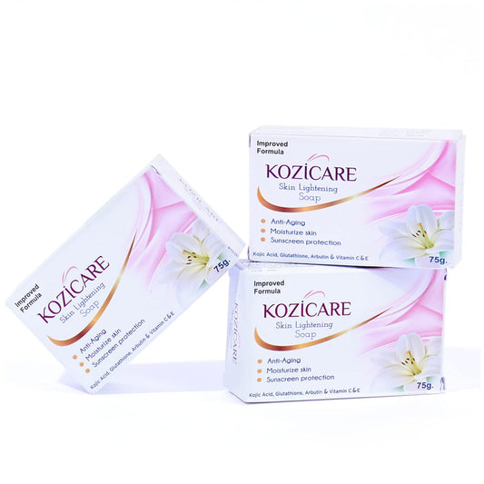 Kozicare Skin Lightening Soap | Kojic Acid Soap, Alpha Arbutin & Glutathione Soap | Anti Aging & Sun Protection | Bath Soap for Men & Women | Remove Dark Spots & Hyperpigmentation | 100 Pieces for Pack of 3 Soaps