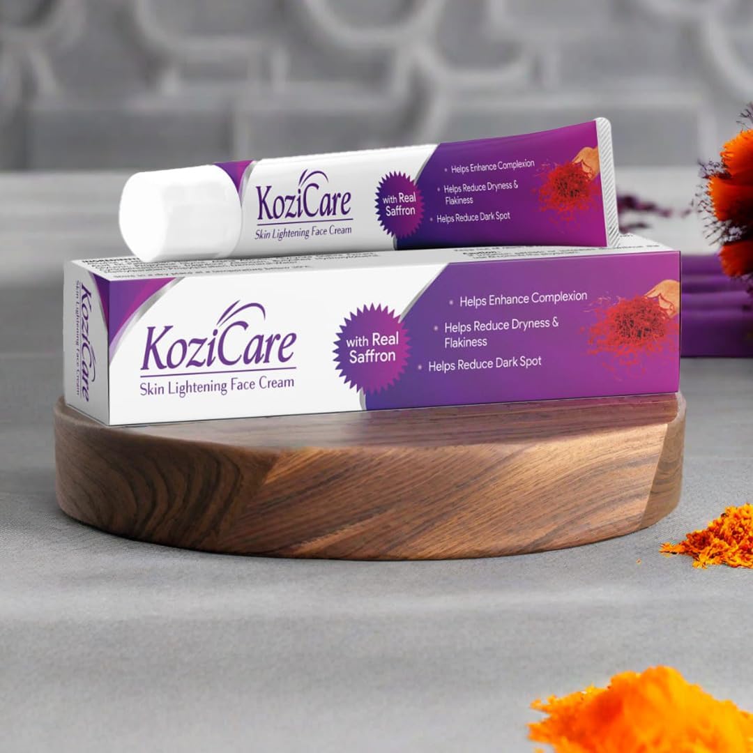 Kozicare Skin Lightening Cream | Saffron Face Cream for Glowing Skin| Kojic Acid Cream & Niacinamide Cream | For Dark Spots & Pigmentation | Non-Greasy & Lightweight | Face Cream for Women & Men - 15g