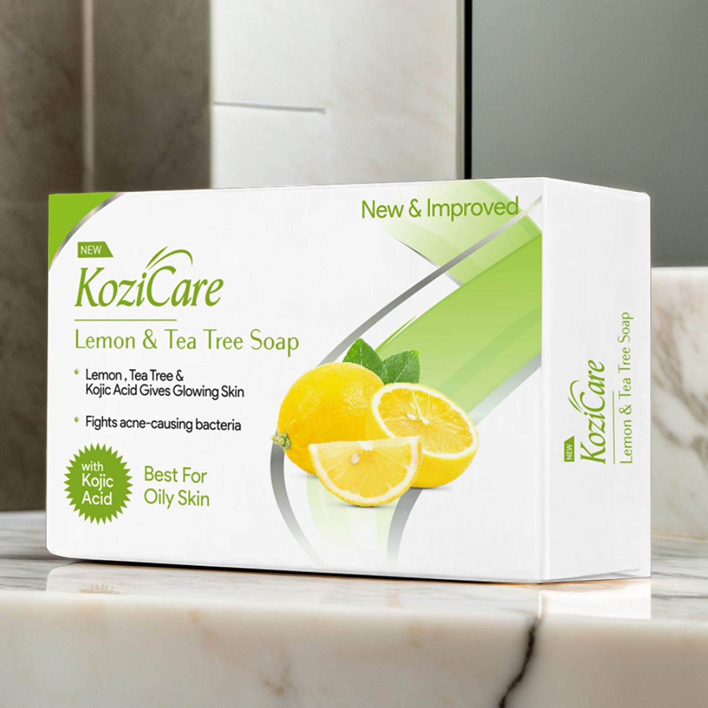 Kozicare Kojic Acid Soap & Glutathione Soap | Lemon & Tea Tree Soap | Detan Soaps for Bath | Bath Soap Combo Offers | Bathing Soaps | Cleanses Deeply & Refreshes | Fights Acne & Blemishes- 75 Gm