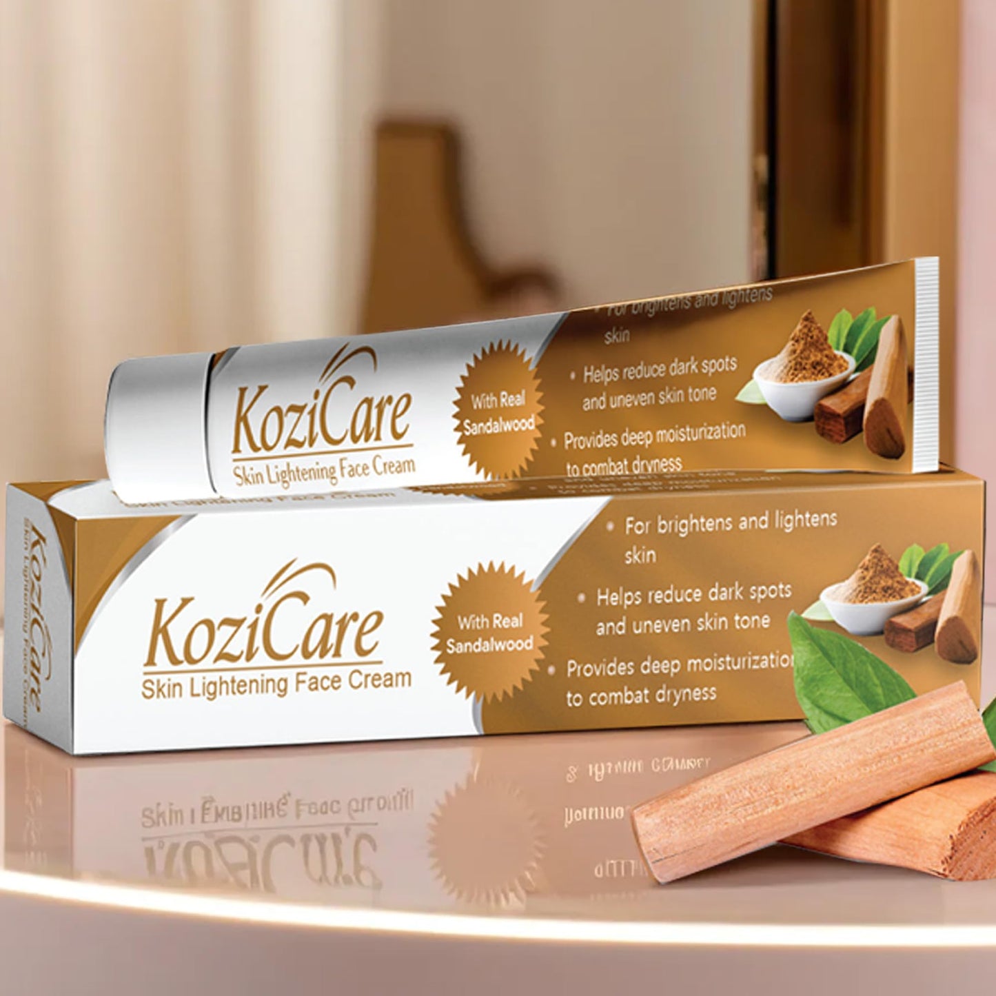 Kozicare Kojic Acid Cream | Real Sandalwood Cream | Moisturizer For Dry Skin | Detan Cream | Tan Removal Cream | Face Cream For Summer Daily Use| Face Cream For Women & Men - 15gm