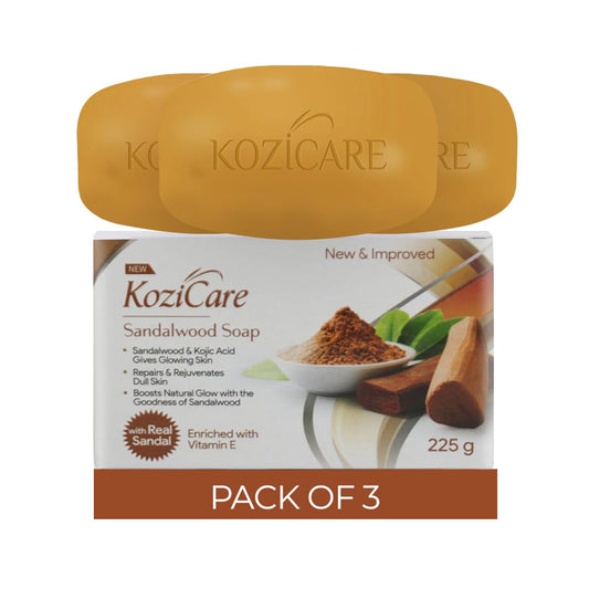 Kozicare Sandalwood Bath Soap for Younger Looking and Glowing Skin | with a Long-Lasting Youthful Radiance |For Man, Women and All Skin types-75gm (Pack of 3)