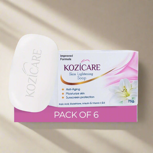 Kozicare Skin Lightening Soap - Pack of 6 | Enriched with Kojic Acid & Vitamin C Sabun Soap | Anti-Aging & Sun Protection | Glowing Skin | Moisturizing Bath Soap for Men & Women