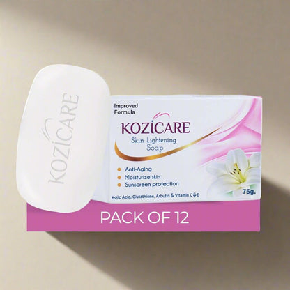 Pack of 12: Skin Lightening Soap with Kojic Acid & Vitamin C | Anti-Aging, Sun Protection | Moisturizing | For All