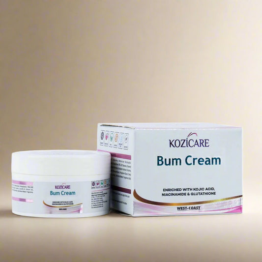 Kozicare Bum Cream with 0.01% Glutathione, 1% Niacinamide & 0.01% Kojic Acid - 50 GM