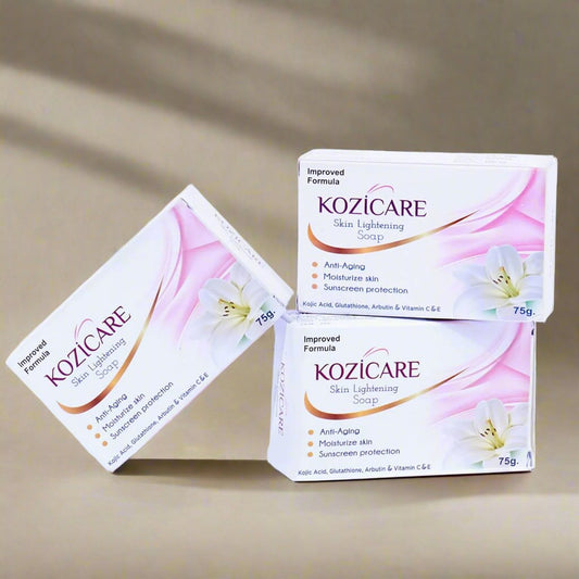 Kozicare Kojic Acid Soap & Glutathione Soap | Whitening Soap | Body Tan Removal Soap | Bath Soap for Men & Women | Remove Dark Spots & Hyperpigmentation | For Glowing Skin - Pack of 3