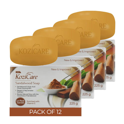 Kozicare Sandalwood Bath Soap for Younger Looking and Glowing Skin | with a Long-Lasting Youthful Radiance |For Man, Women and All Skin types-75gm (Pack of 12)