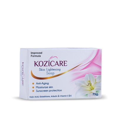 Kozicare Skin Lightening Soap - 75gm | Sun Screen Protection | Contains Goodness Of 0.50% Kojic Acid, 0.50% Arbutin, 0.50% Vitamin C, 0.50% Vitamin E, 0.30% Glutathione