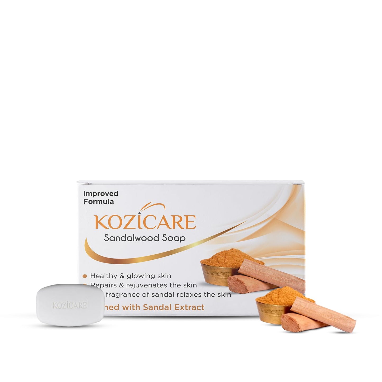 Kozicare Sandal Soap Bars | Kojic Acid Soap | Soap for Men & Women | Bathing Soaps for Natural Glowing Skin | Repairs Dull Skin | Hydrates & Leaves Softness | Bath Soap Combo Offers - Pack of 3