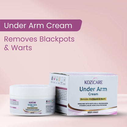 Kozicare Under Arm Cream with 1% Gotu Kola,0.01% Glutathione, 1% Niacinamide,0.01% Kojic Acid For Remove Black Spots & Warts - 50gm (Pack of 2)