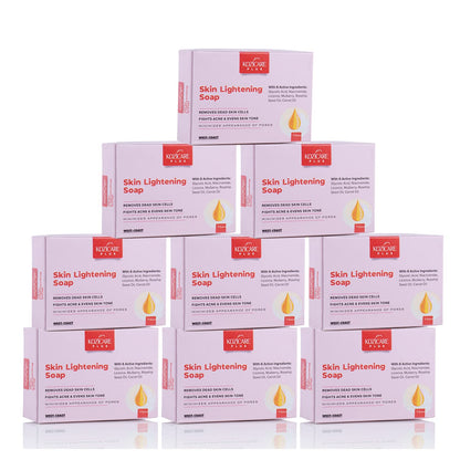 Kozicare Plus Skin Lightening Soap with Kojic Acid 2.5%, Glutathione 1%, Arbutin 1.5%, Vitamin C 2%, Vitamin E, Vitamin A, Licorice 2%, Glycolic Acid 3%, Rosehip Oil, Niacinamide 1% - 75gm (Pack of 9)